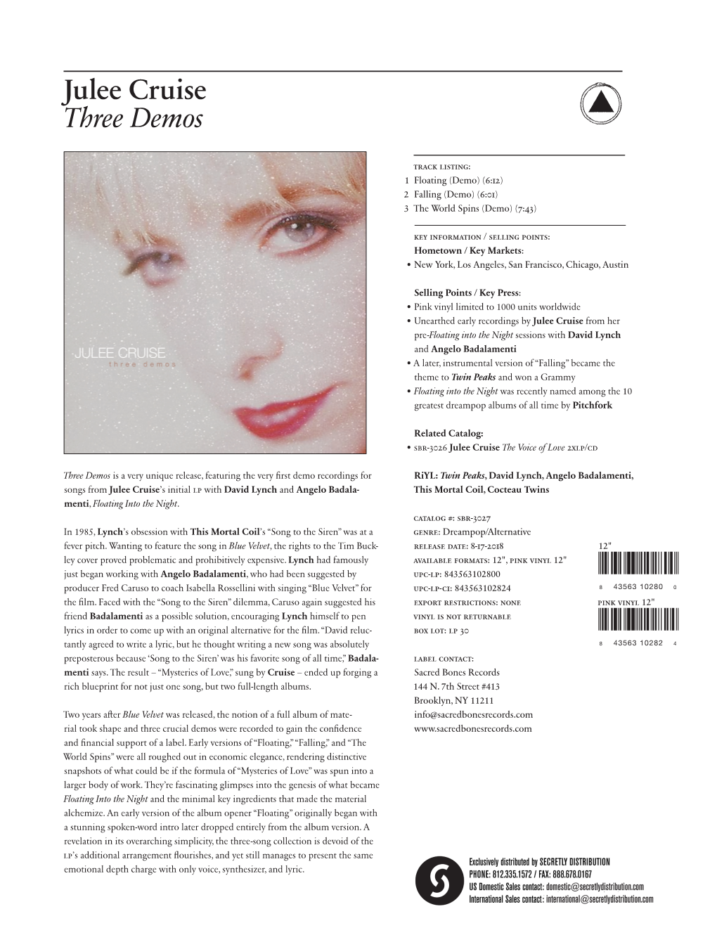 Julee Cruise Three Demos