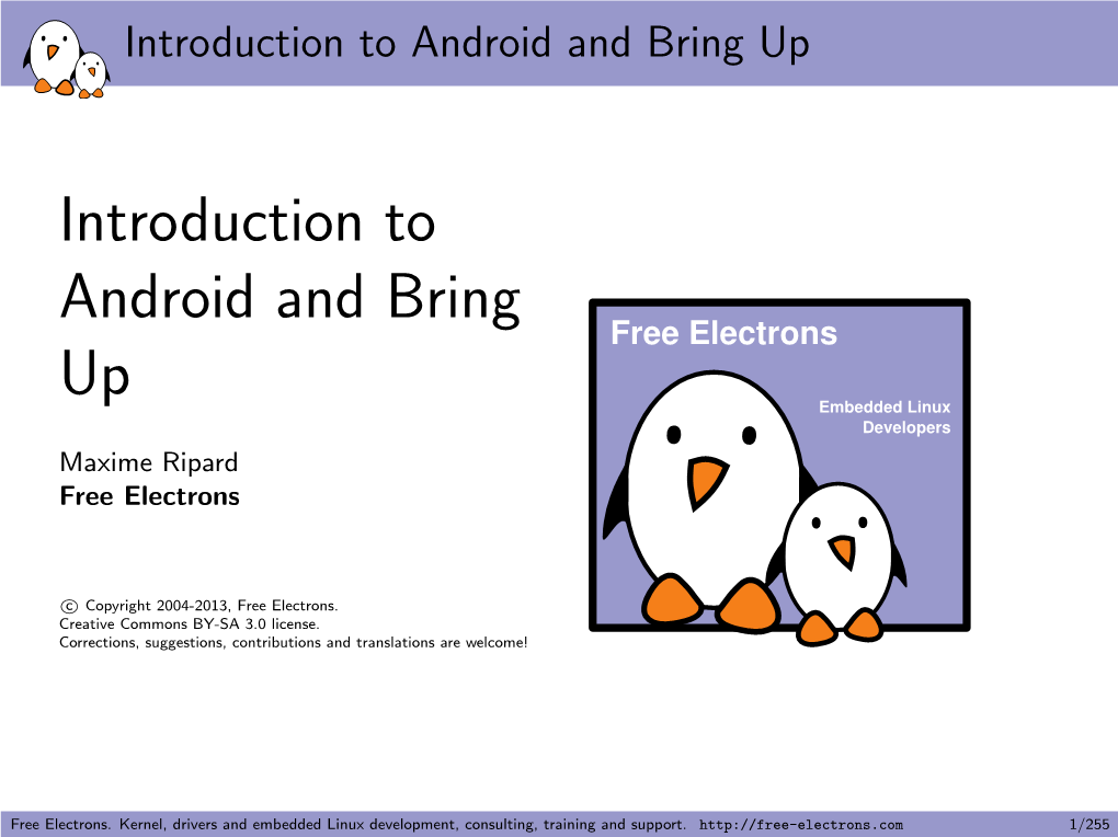 Android System Development Training, with Materials Freely Available Under a Creative Commons License