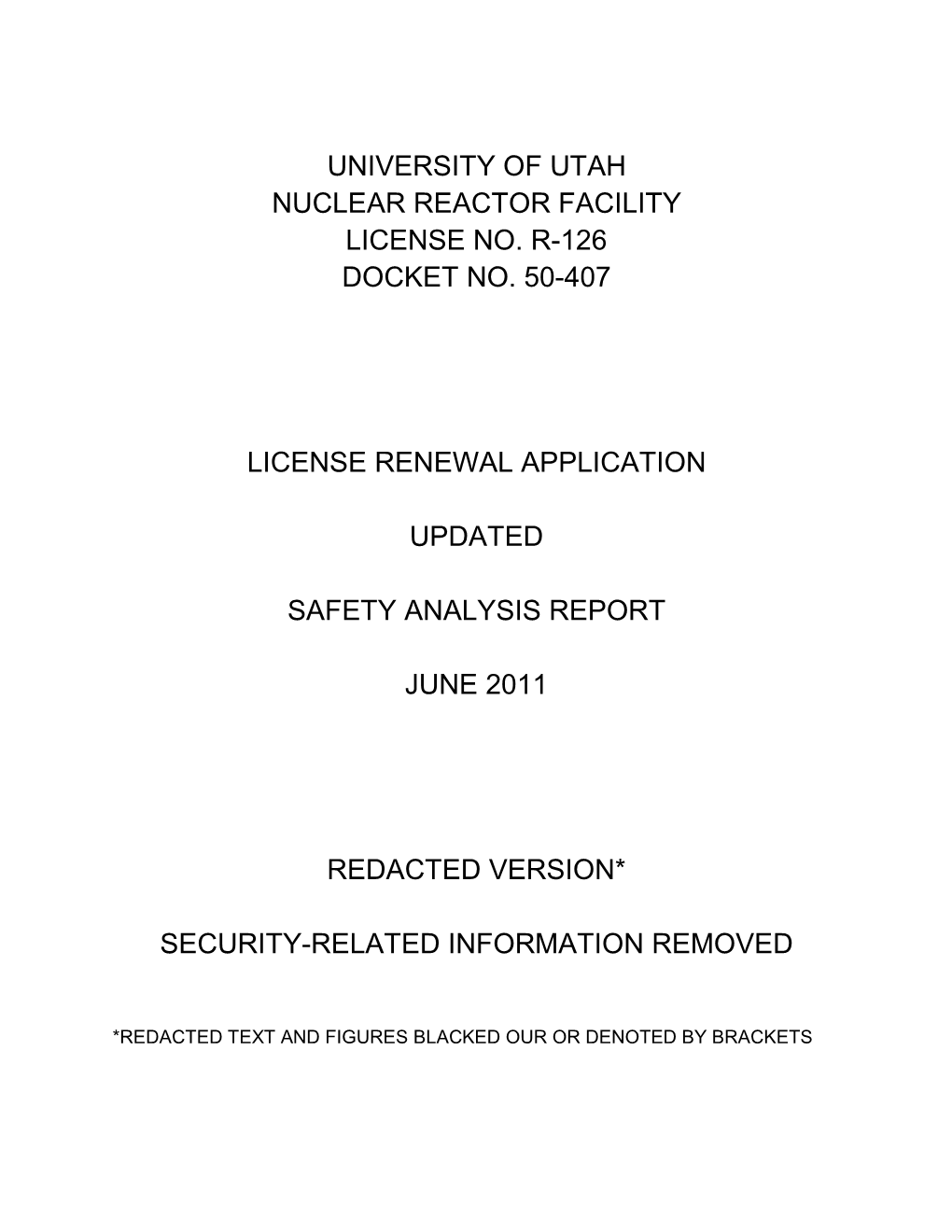 University of Utah TRIGA, License