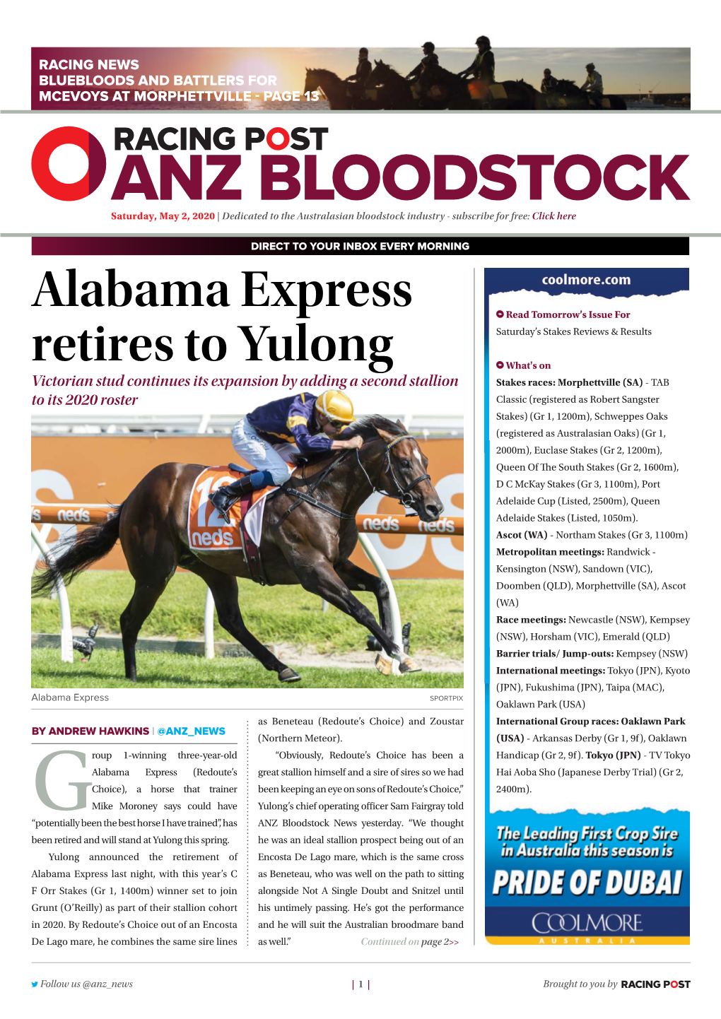 Alabama Express Retires to Yulong | 2 | Saturday, May 2, 2020