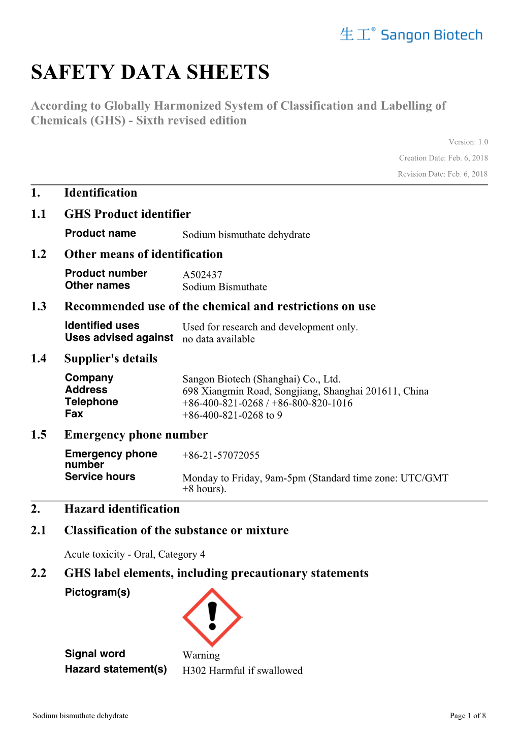 Safety Data Sheets