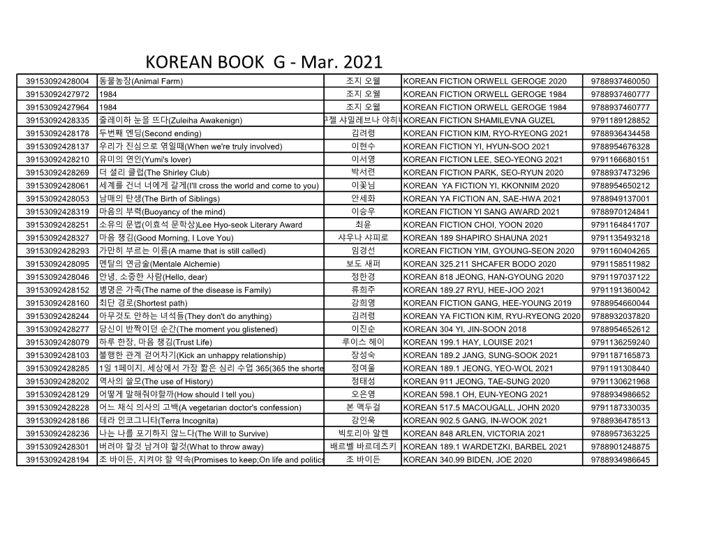 KOREAN BOOK G - Mar