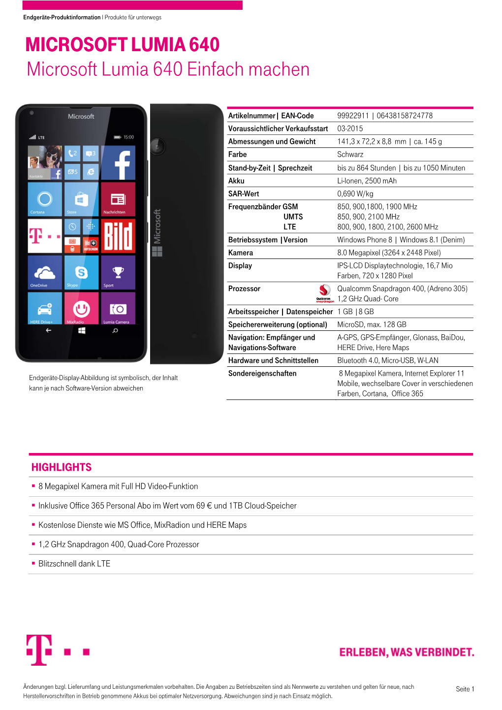 MICROSOFT LUMIA 640 Microsoft Lumia 640 Einfach Machen