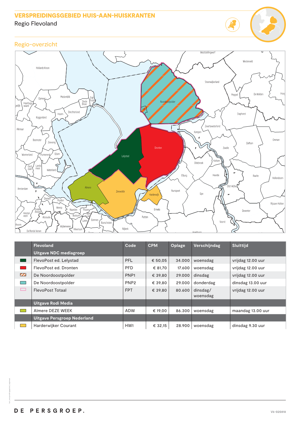 VERSPREIDINGSGEBIED HUIS AAN HUISKRANTEN Regio Flevoland