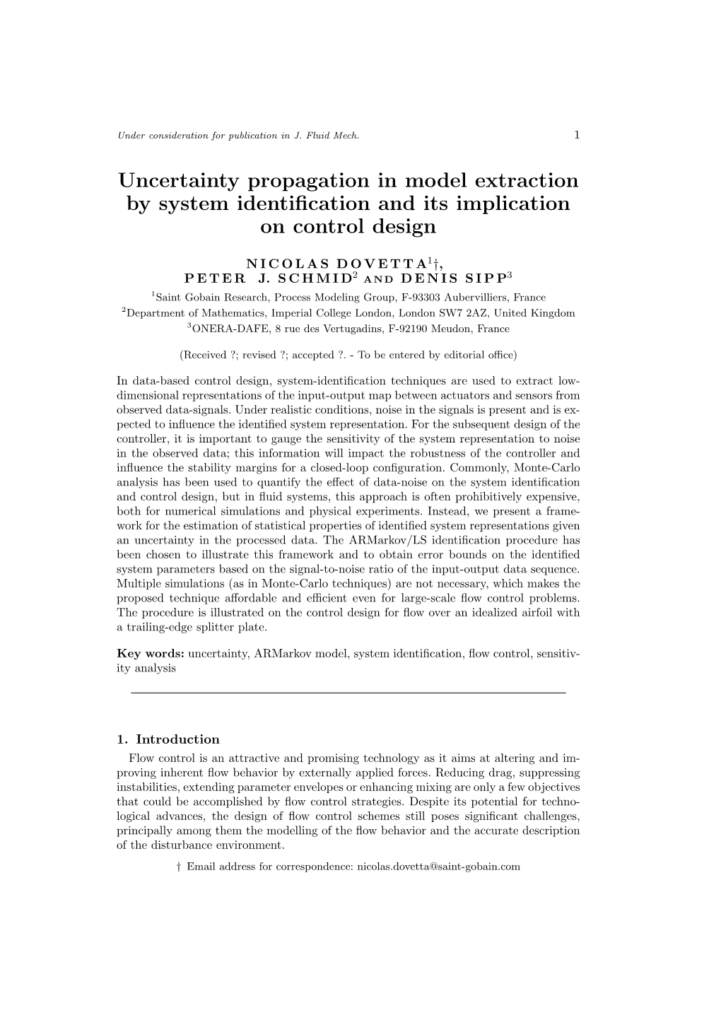 Uncertainty Propagation in Model Extraction by System Identification and Its Implication on Control Design