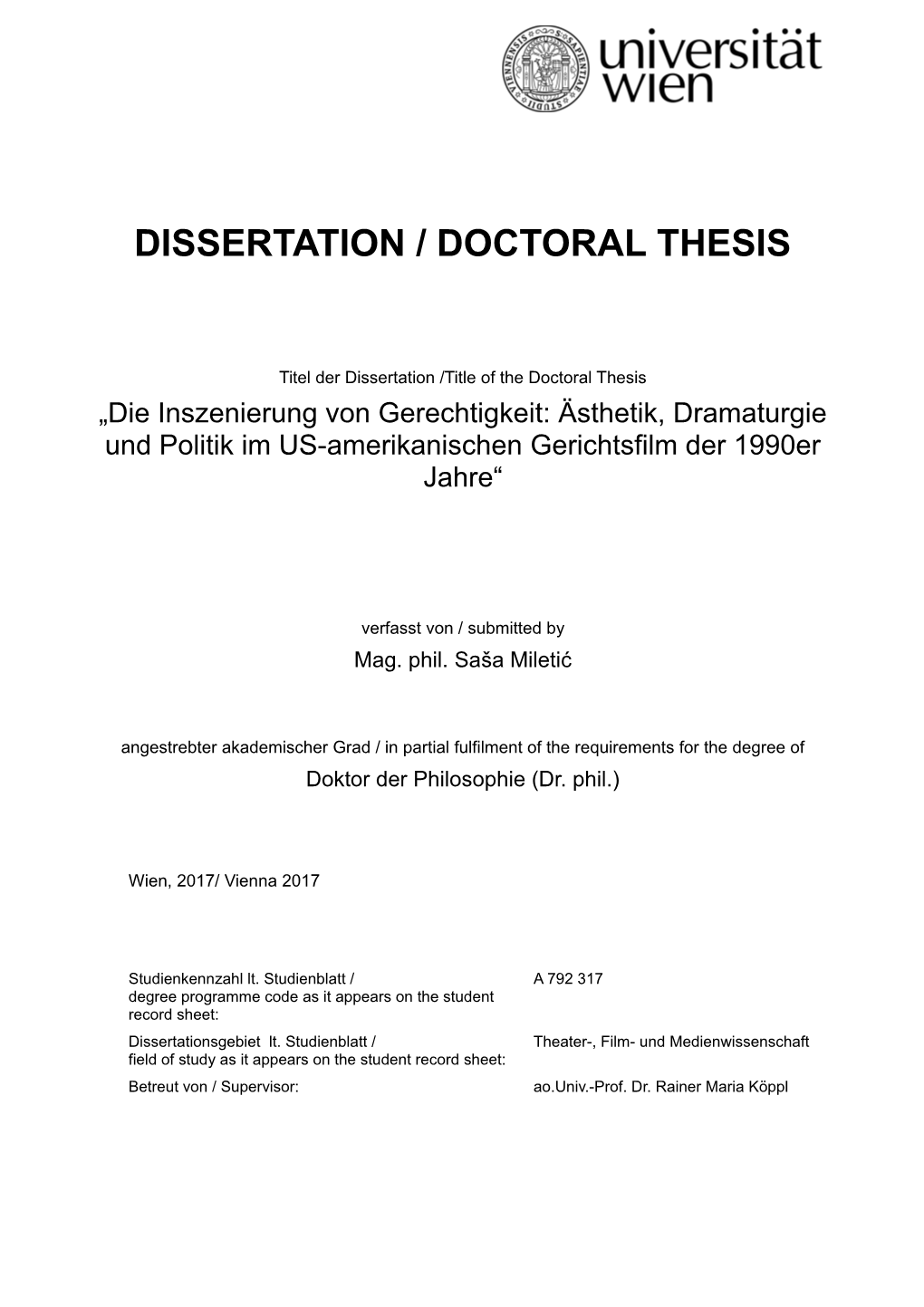 Dissertation / Doctoral Thesis