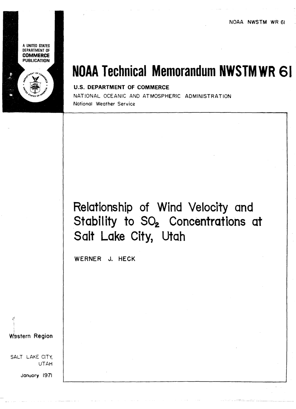 NOAA Technical Memorandum NWSTMWR 61