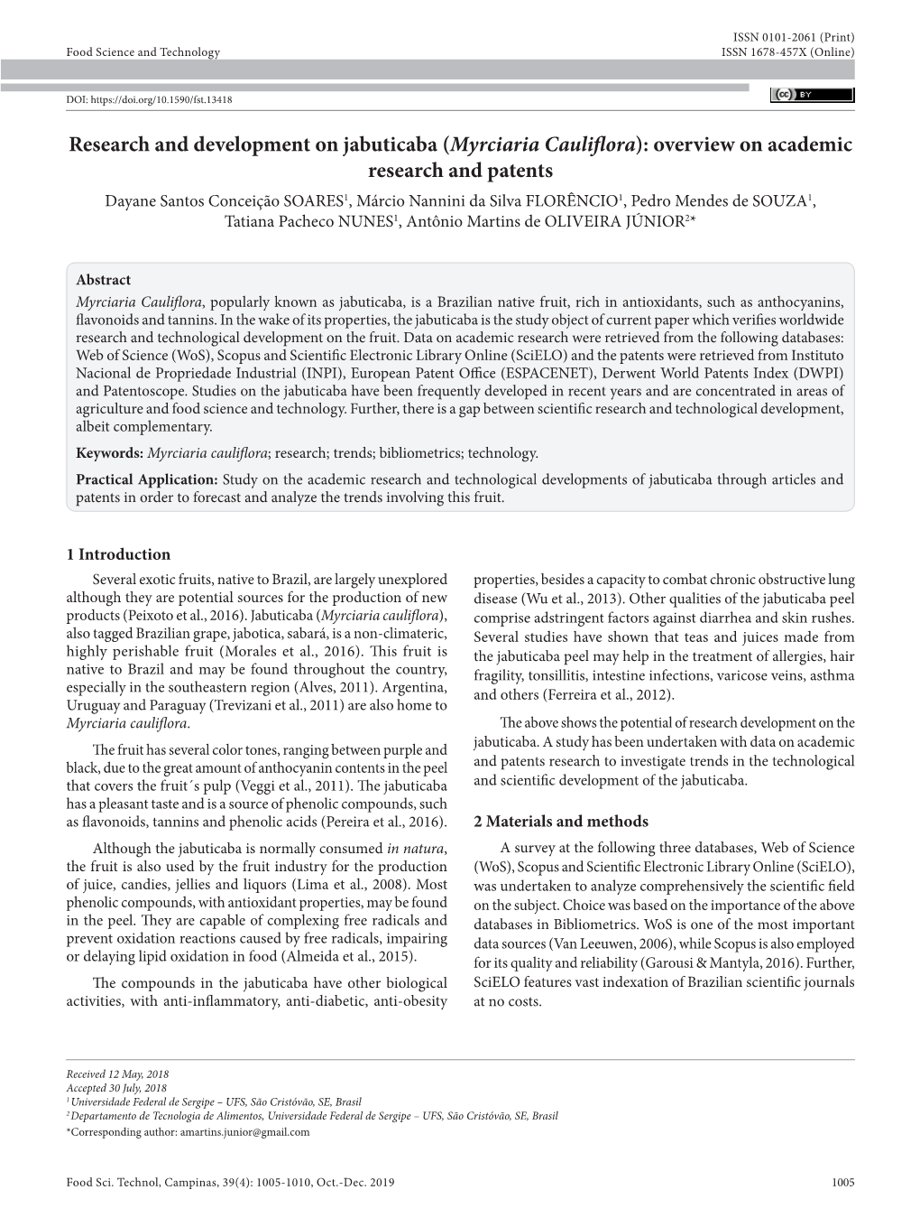 Research and Development on Jabuticaba (Myrciaria Cauliflora)