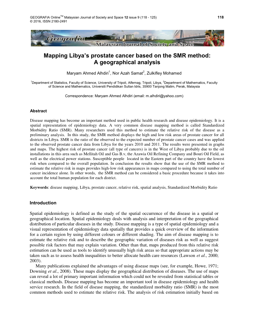 Mapping Libya's Prostate Cancer Based on the SMR Method