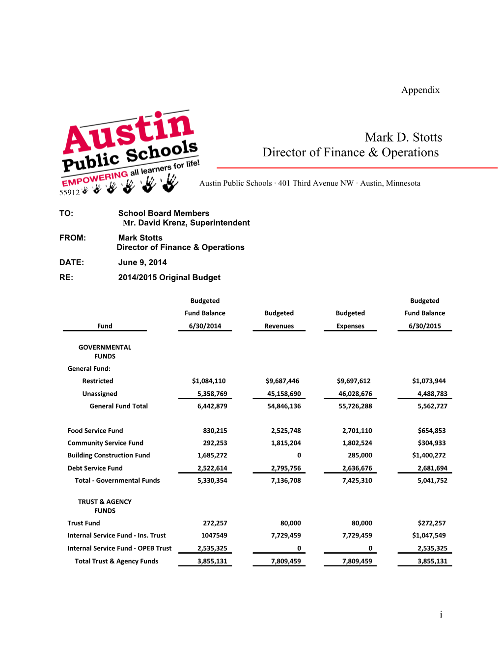 Austin Public Schools 401 Third Avenue NW Austin, Minnesota 55912