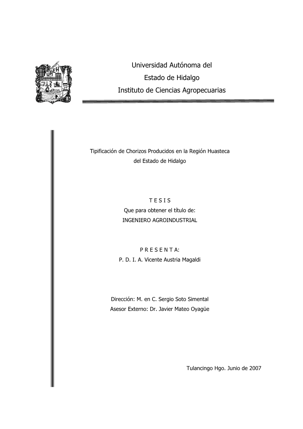 Universidad Autónoma Del Estado De Hidalgo Instituto De Ciencias Agropecuarias