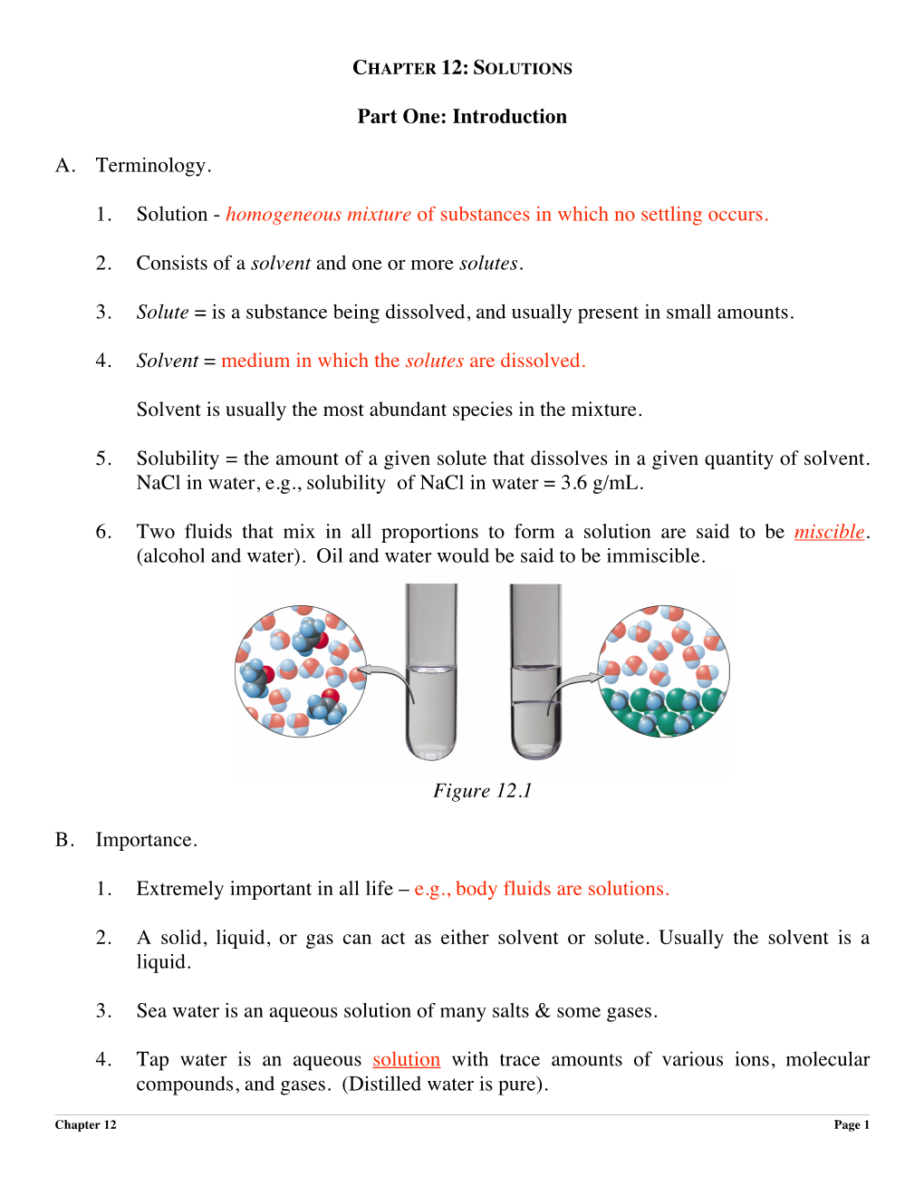 Part One: Introduction A. Terminology. 1. Solution