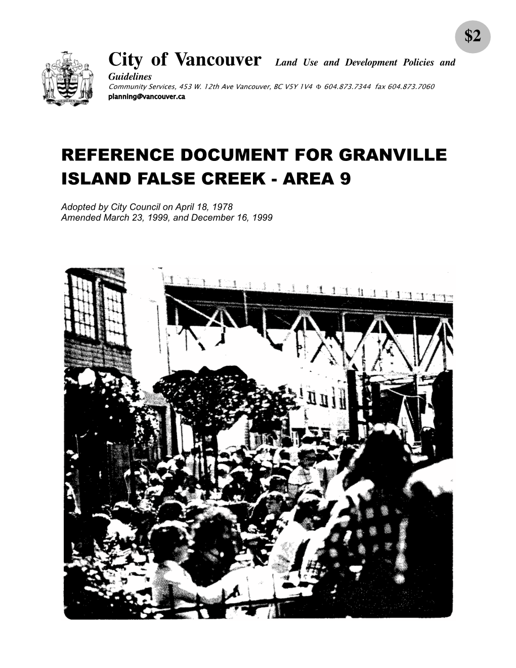 Reference Document for Granville Island False Creek - Area 9