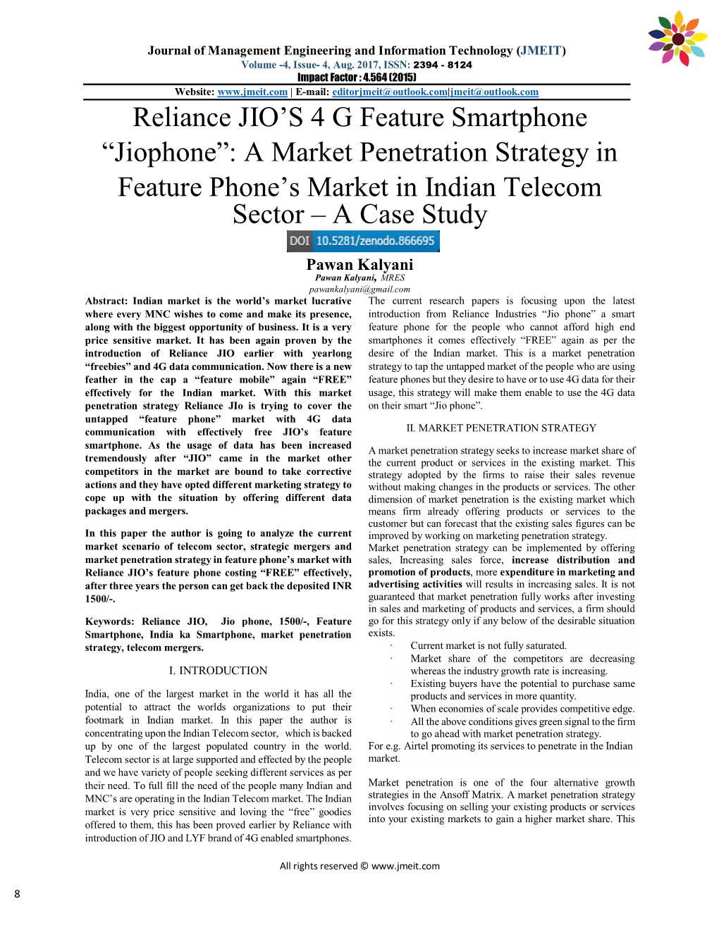 Reliance JIO's 4 G Feature Smartphone “Jiophone”