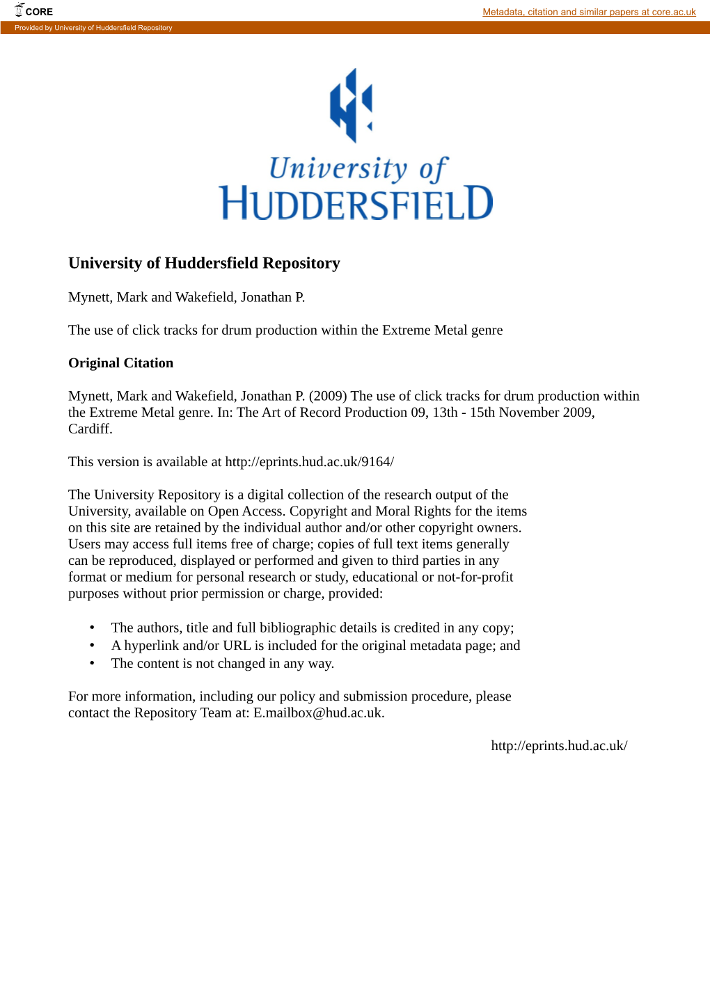 University of Huddersfield Repository