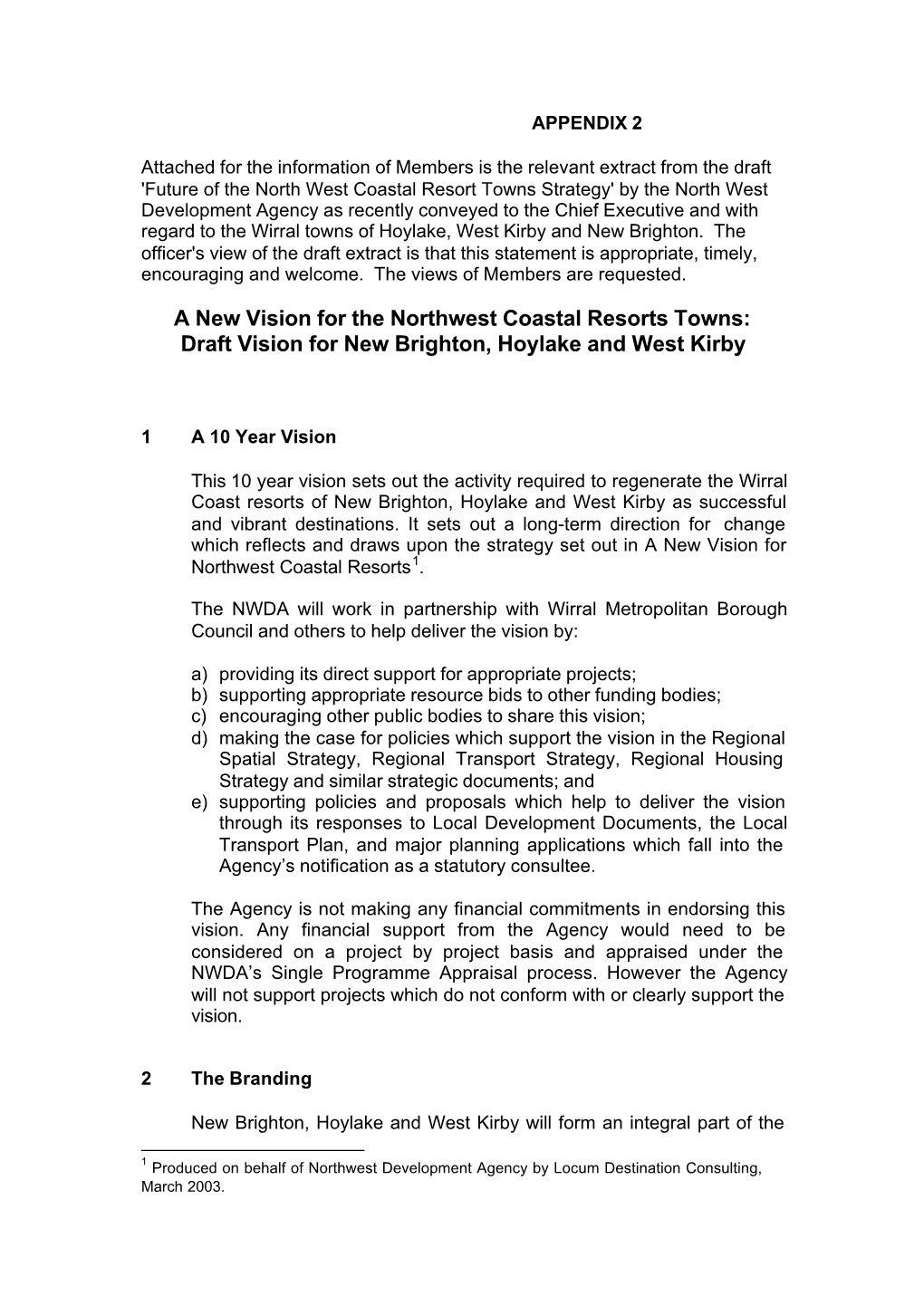 Draft Vision for New Brighton, Hoylake and West Kirby