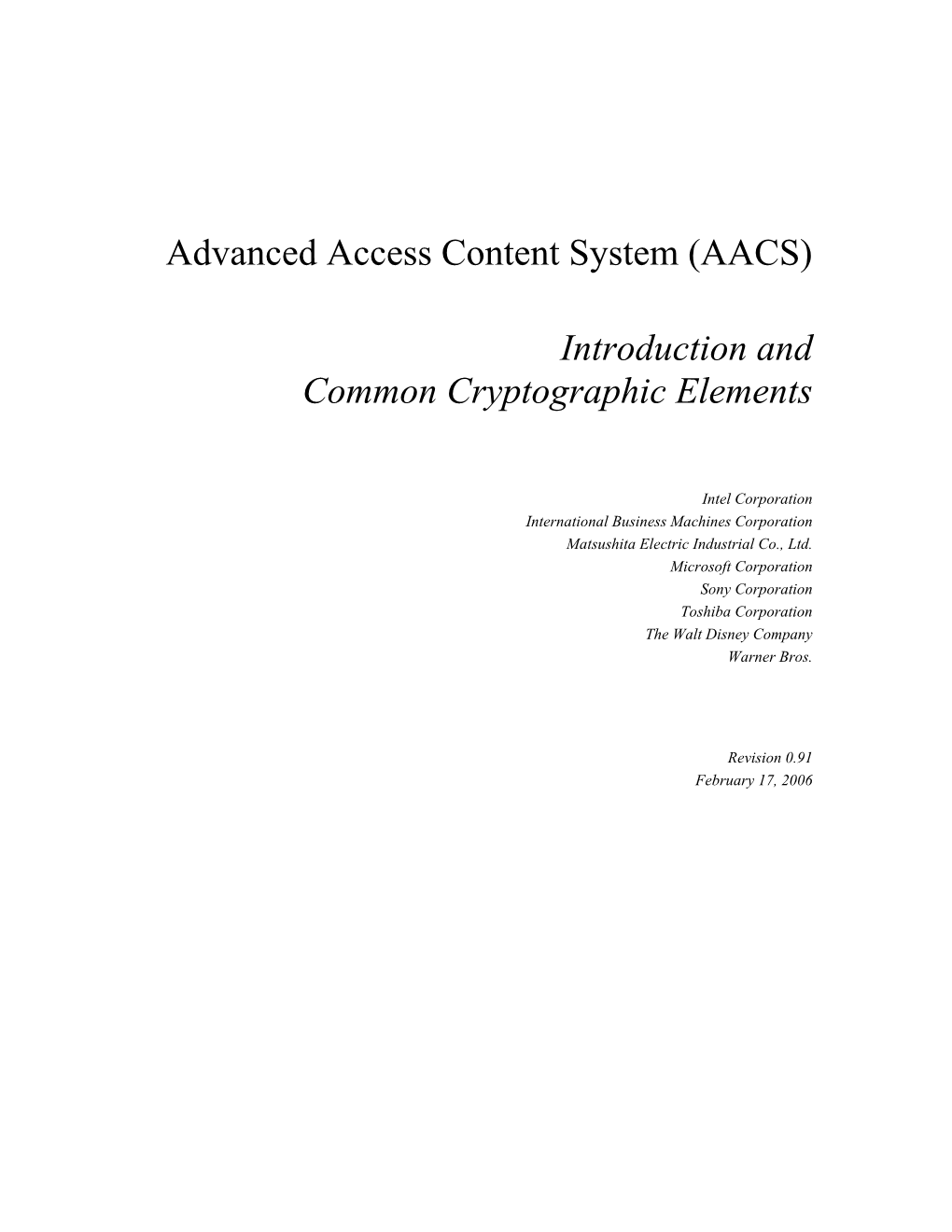 (AACS) Introduction and Common Cryptographic Elements