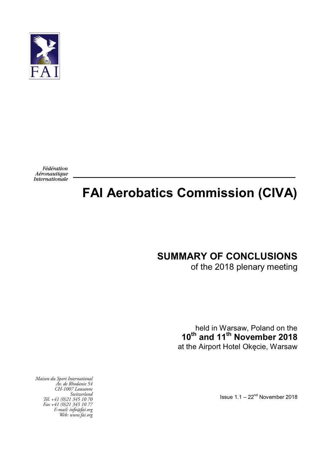 CIVA Plenary Summary of Conclusions