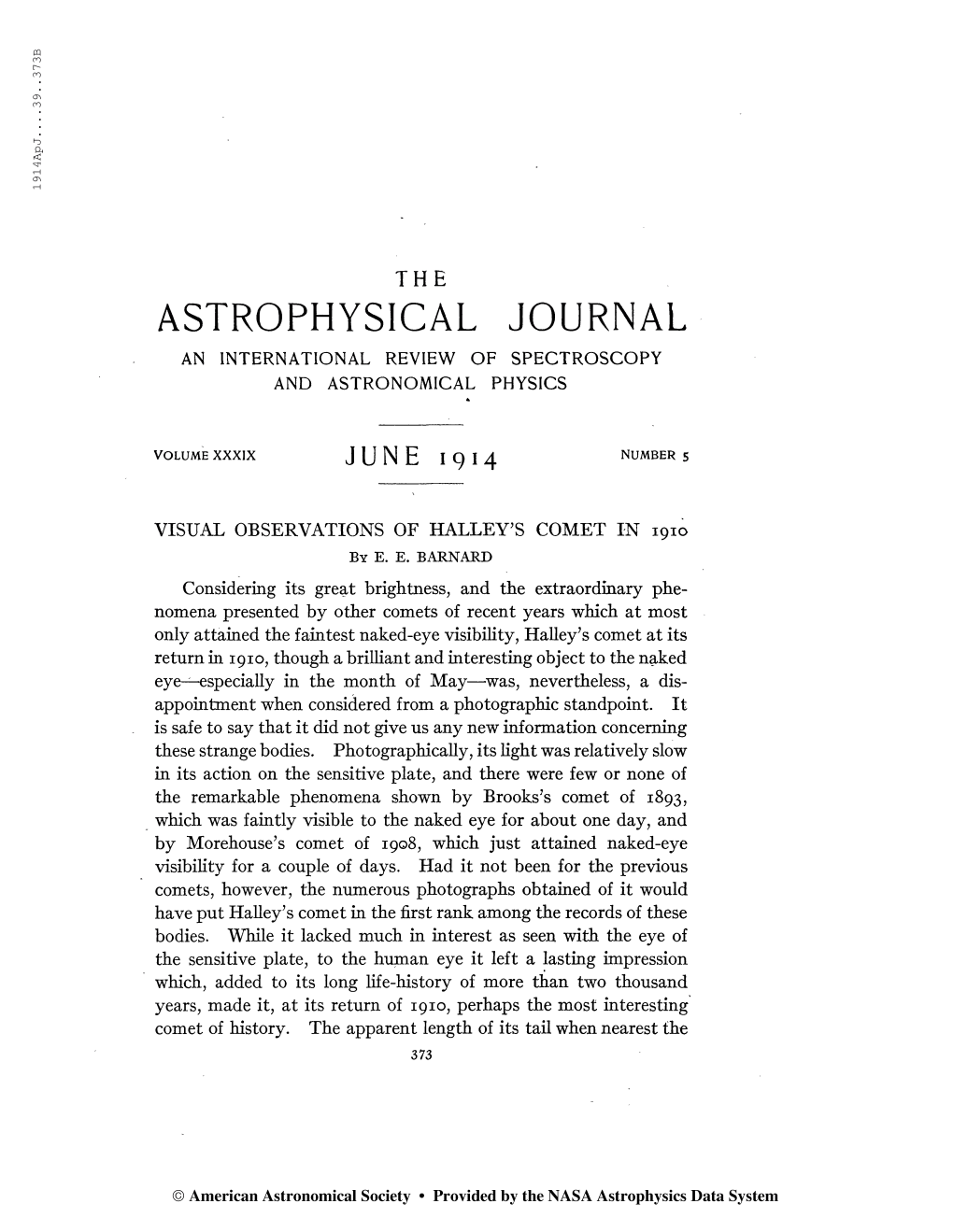 1914Apj 39. . 37 3B the ASTROPHYSICAL JOURNAL AN