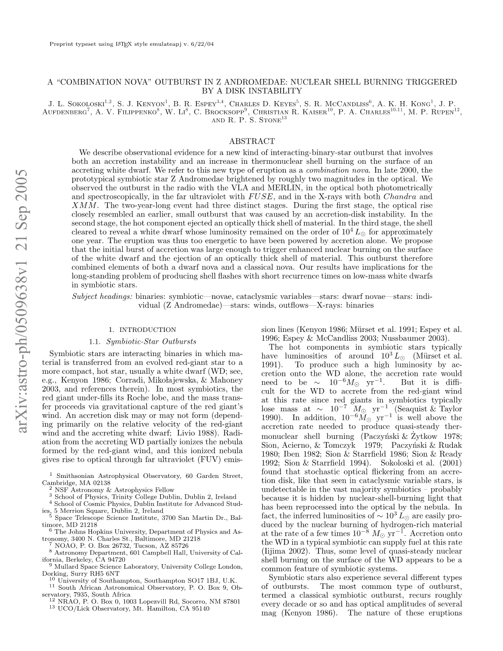 A" Combination Nova" Outburst in Z Andromedae: Nuclear Shell