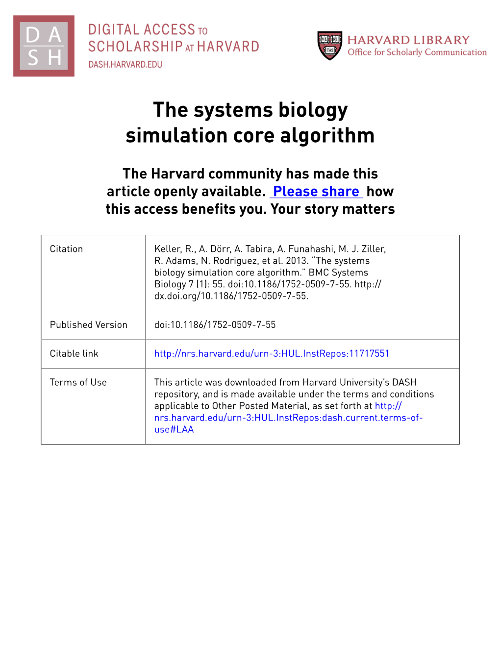 The Systems Biology Simulation Core Algorithm