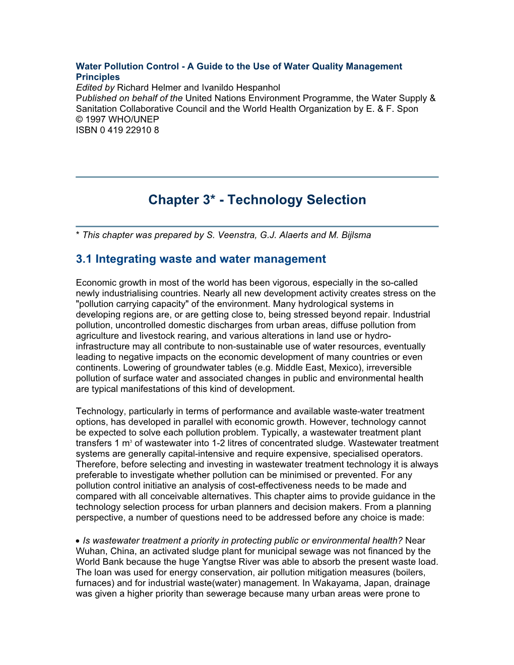 Chapter 3* - Technology Selection