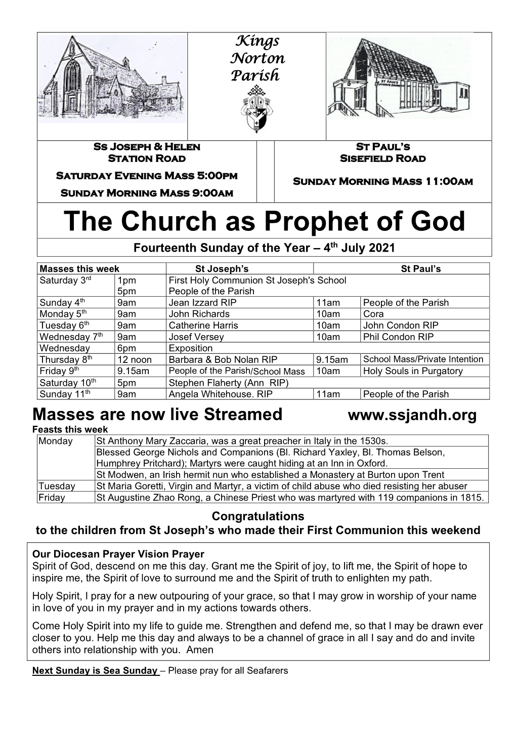 The Church As Prophet of God Fourteenth Sunday of the Year – 4Th July 2021