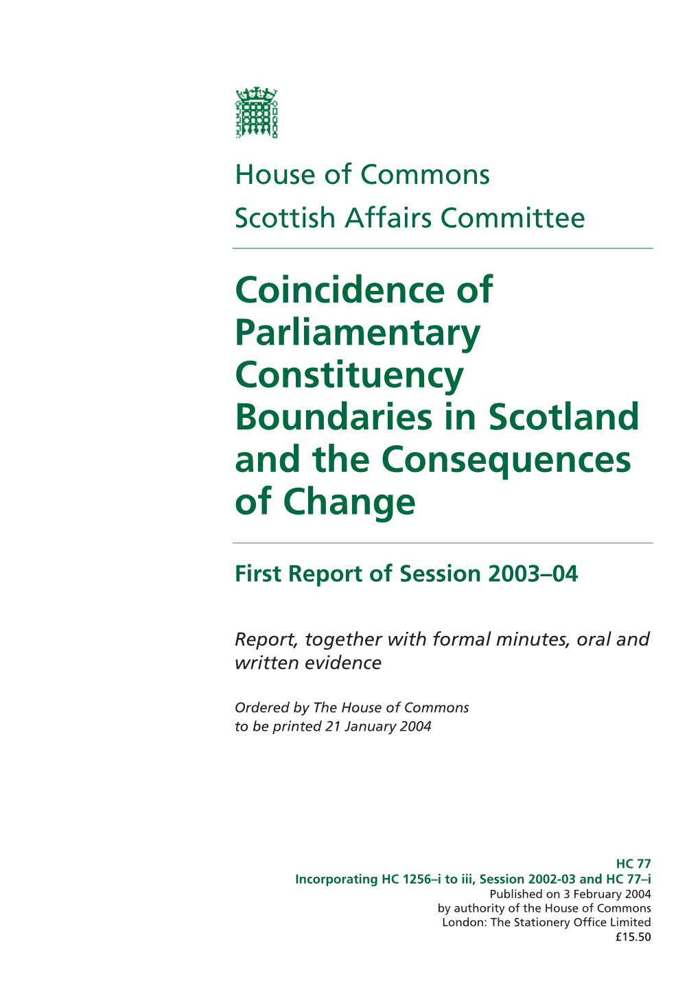 Coincidence of Parliamentary Constituency Boundaries in Scotland and the Consequences of Change