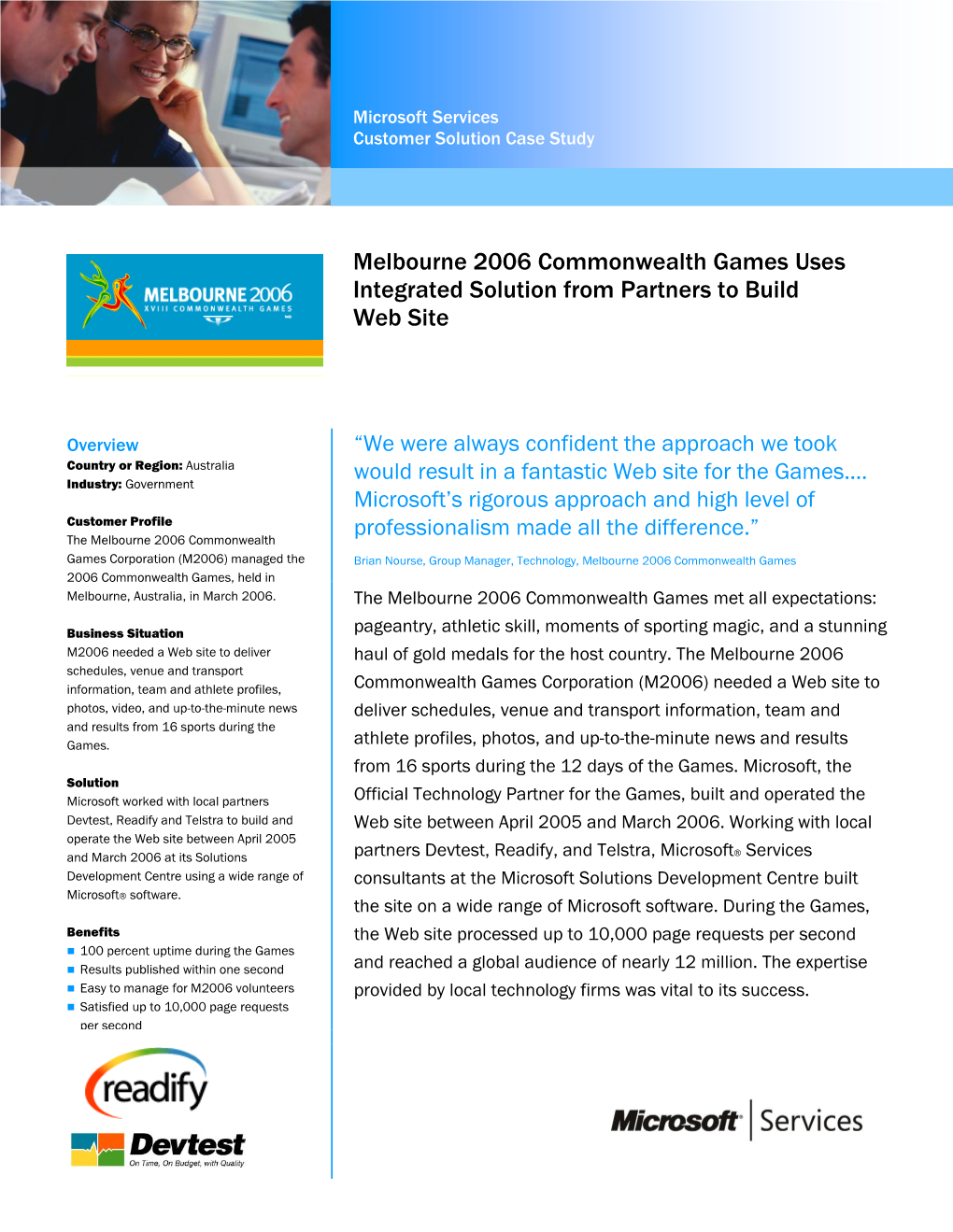 Melbourne 2006 Commonwealth Games Uses Integrated Solution To