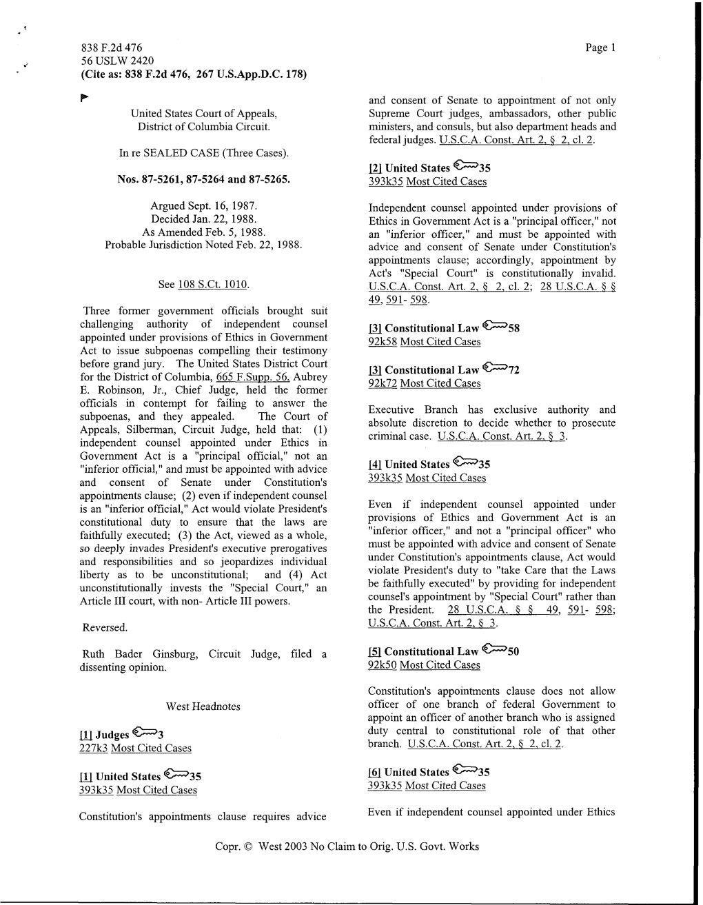 United States Court of Appeals, Supreme Court Judges, Ambassadors, Other Public District of Columbia Circuit