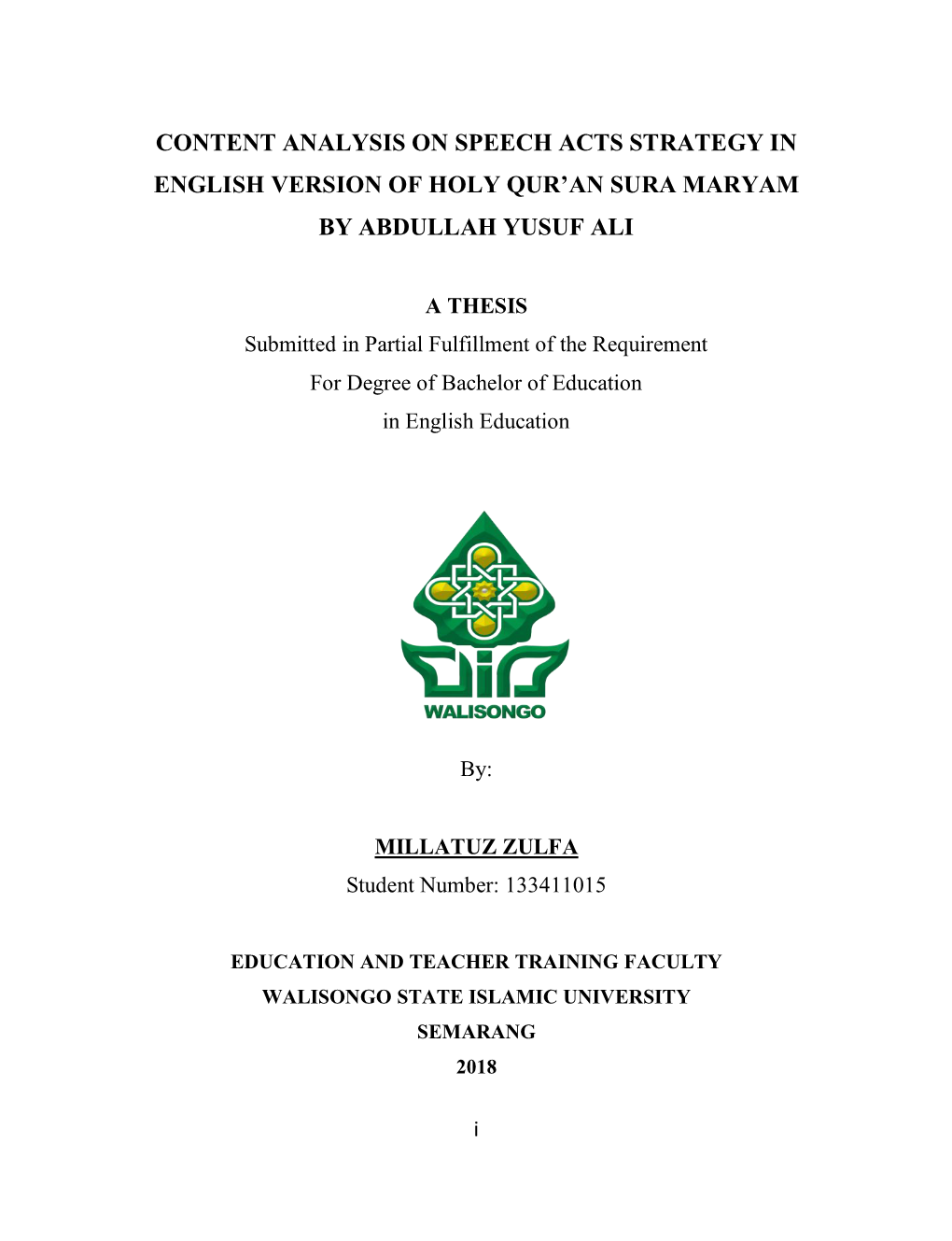 Content Analysis on Speech Acts Strategy in English Version of Holy Qur'an Sura Maryam by Abdullah Yusuf