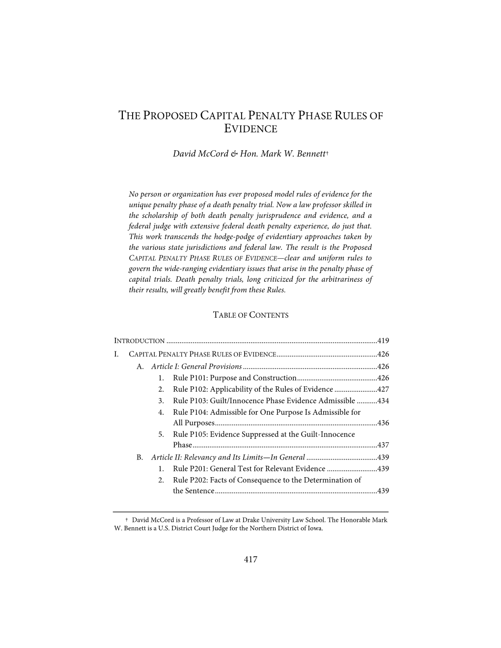 The Proposed Capital Penalty Phase Rules of Evidence