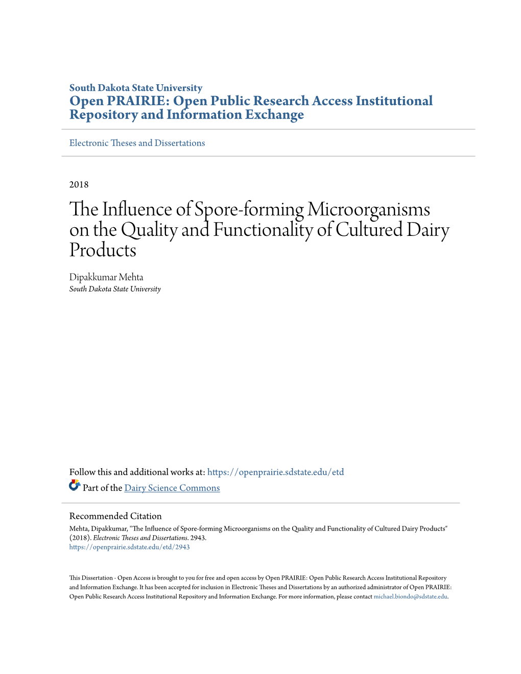 The Influence of Spore-Forming Microorganisms on the Quality And