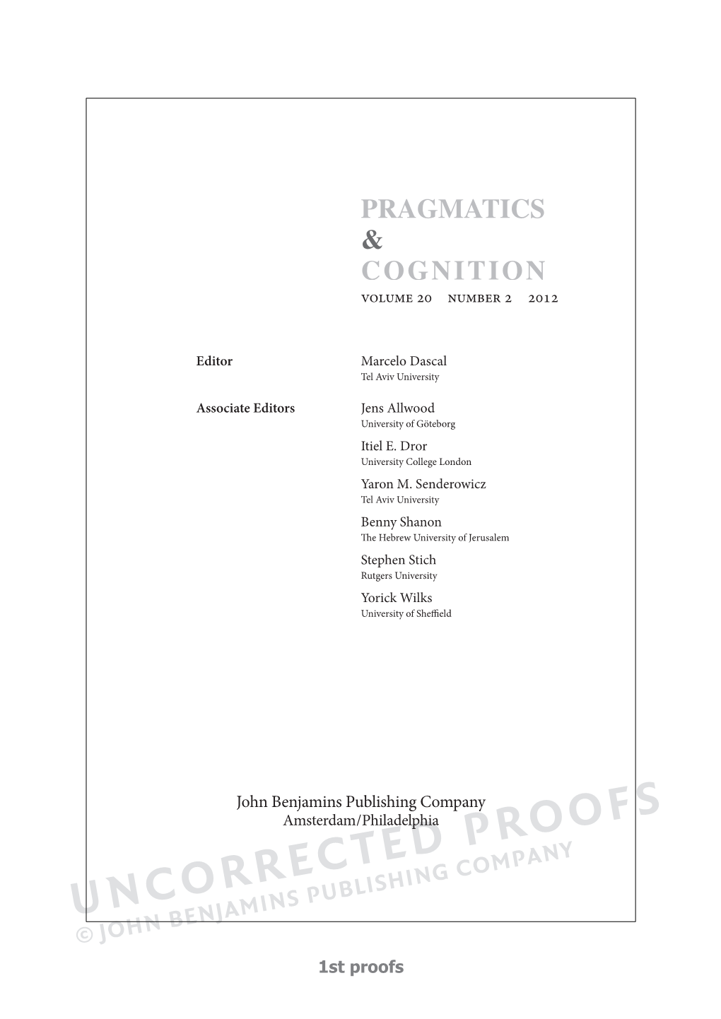 Pragmatics & Cognition