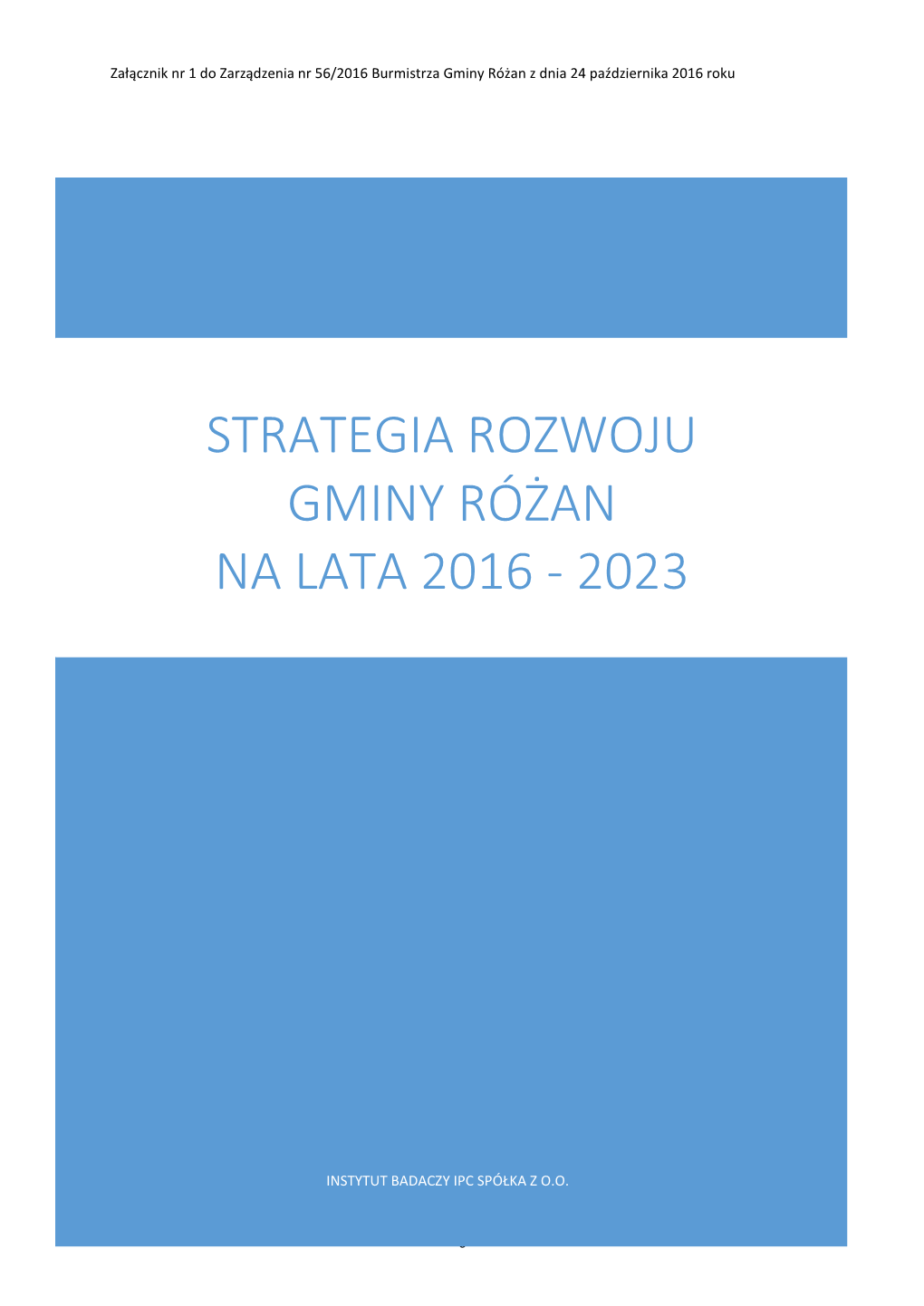 Strategia Rozwoju Gminy Różan Na Lata 2016 - 2023