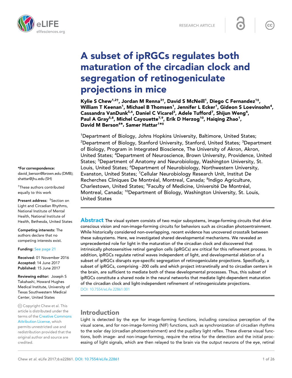 A Subset of Iprgcs Regulates Both Maturation of the Circadian