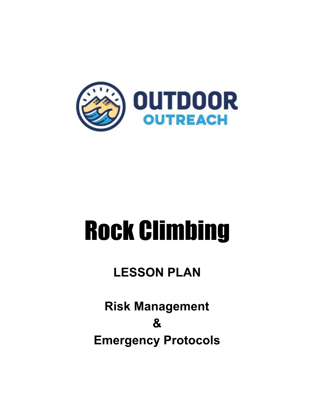 Rock Climbing Lesson Plan