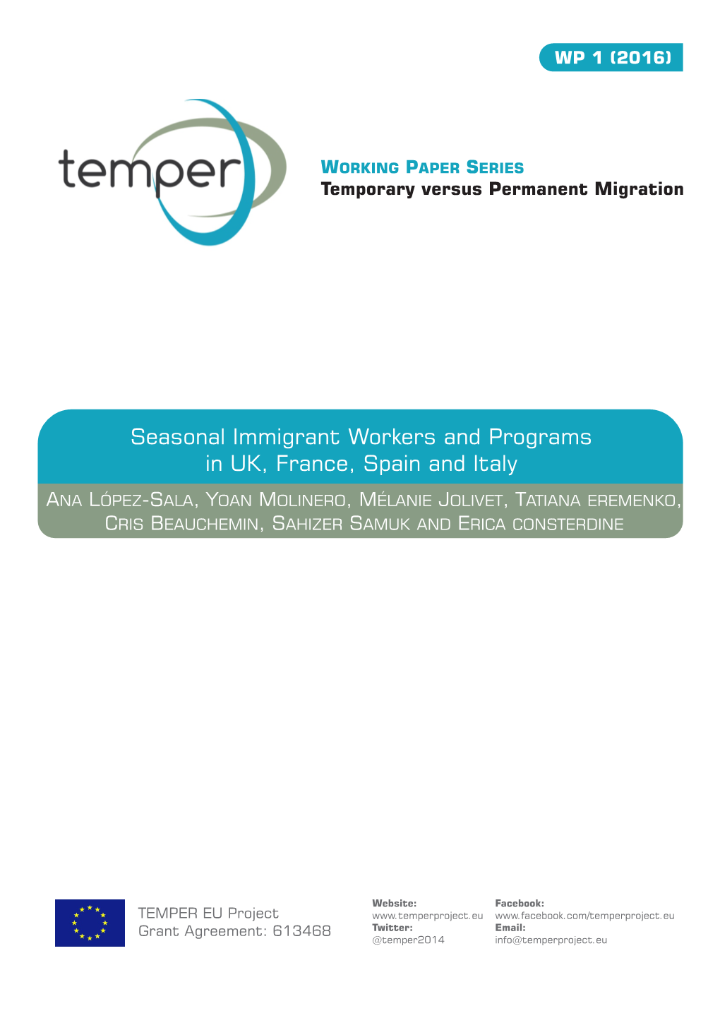 Seasonal Immigrant Workers and Programs in UK, France, Spain and Italy