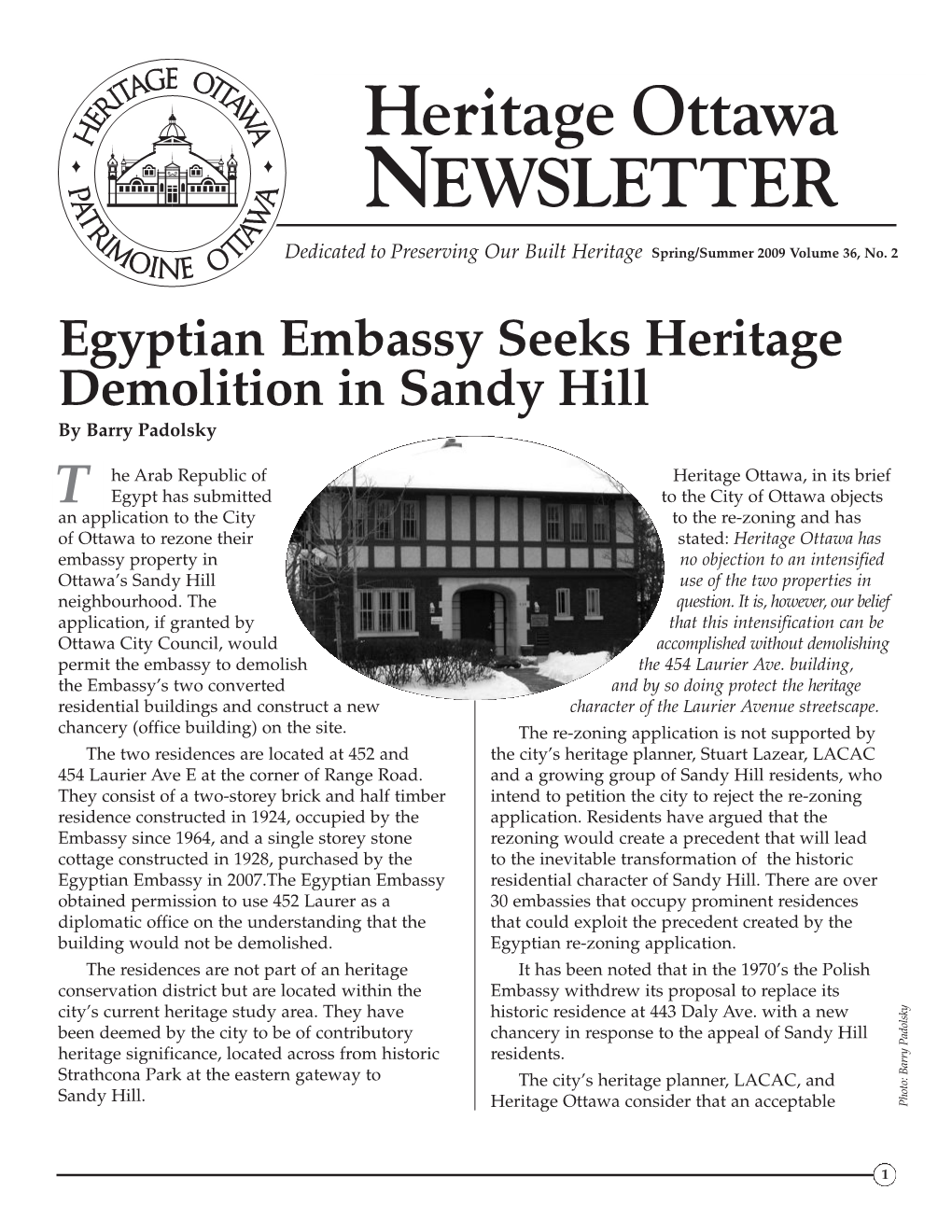 Egyptian Embassy Seeks Heritage Demolition in Sandy Hill by Barry Padolsky