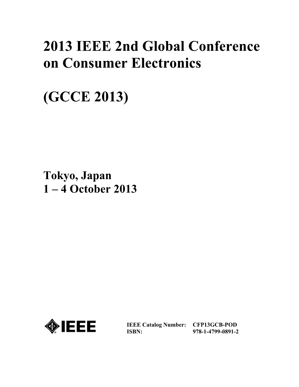 2013 IEEE 2Nd Global Conference on Consumer Electronics (GCCE 2013)