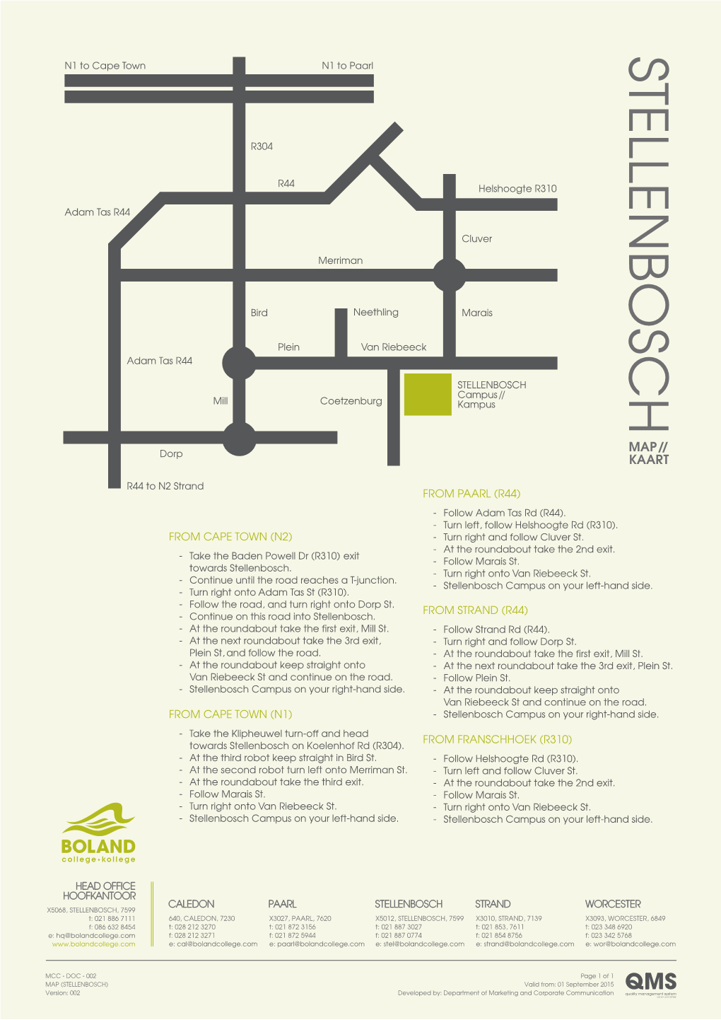 Stellenbosch Map & Directions