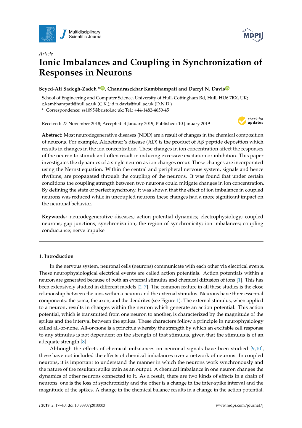 Ionic Imbalances and Coupling in Synchronization of Responses in Neurons