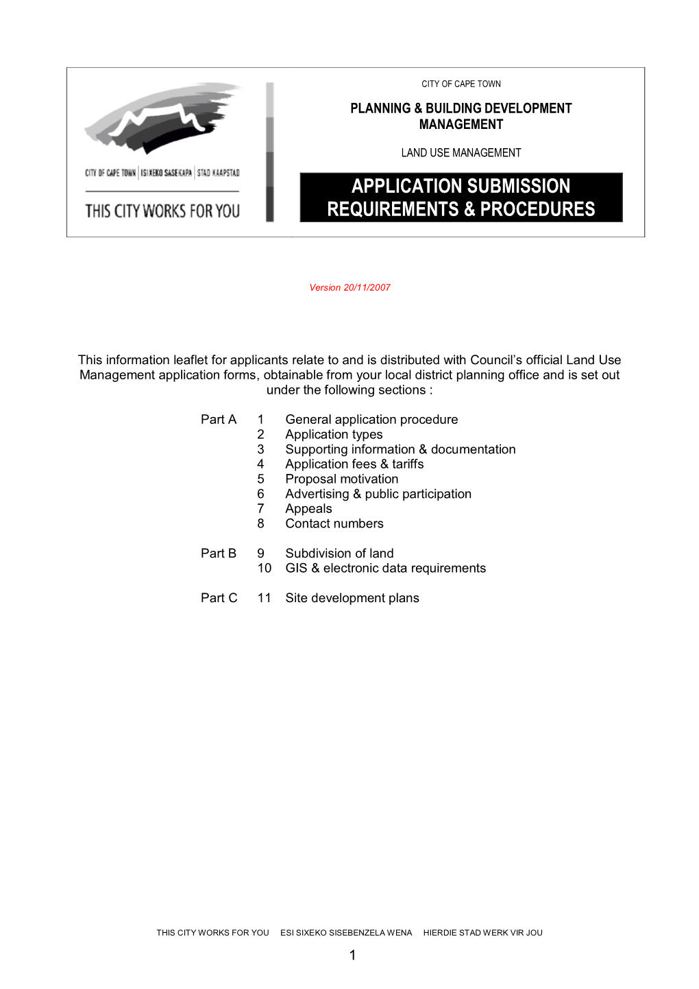 Cape Town Application Submission Requirements