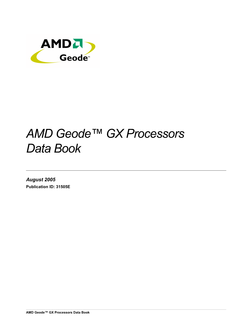 AMD Geode™ GX Processors Data Book