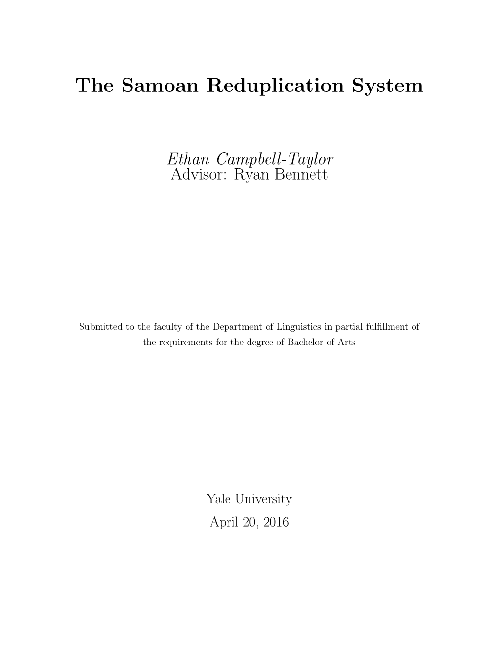 The Samoan Reduplication System