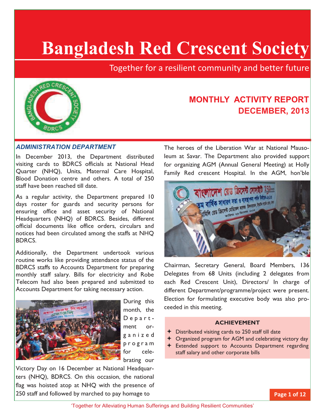 Bangladesh Red Crescent Society Together for a Resilient Community and Better Future