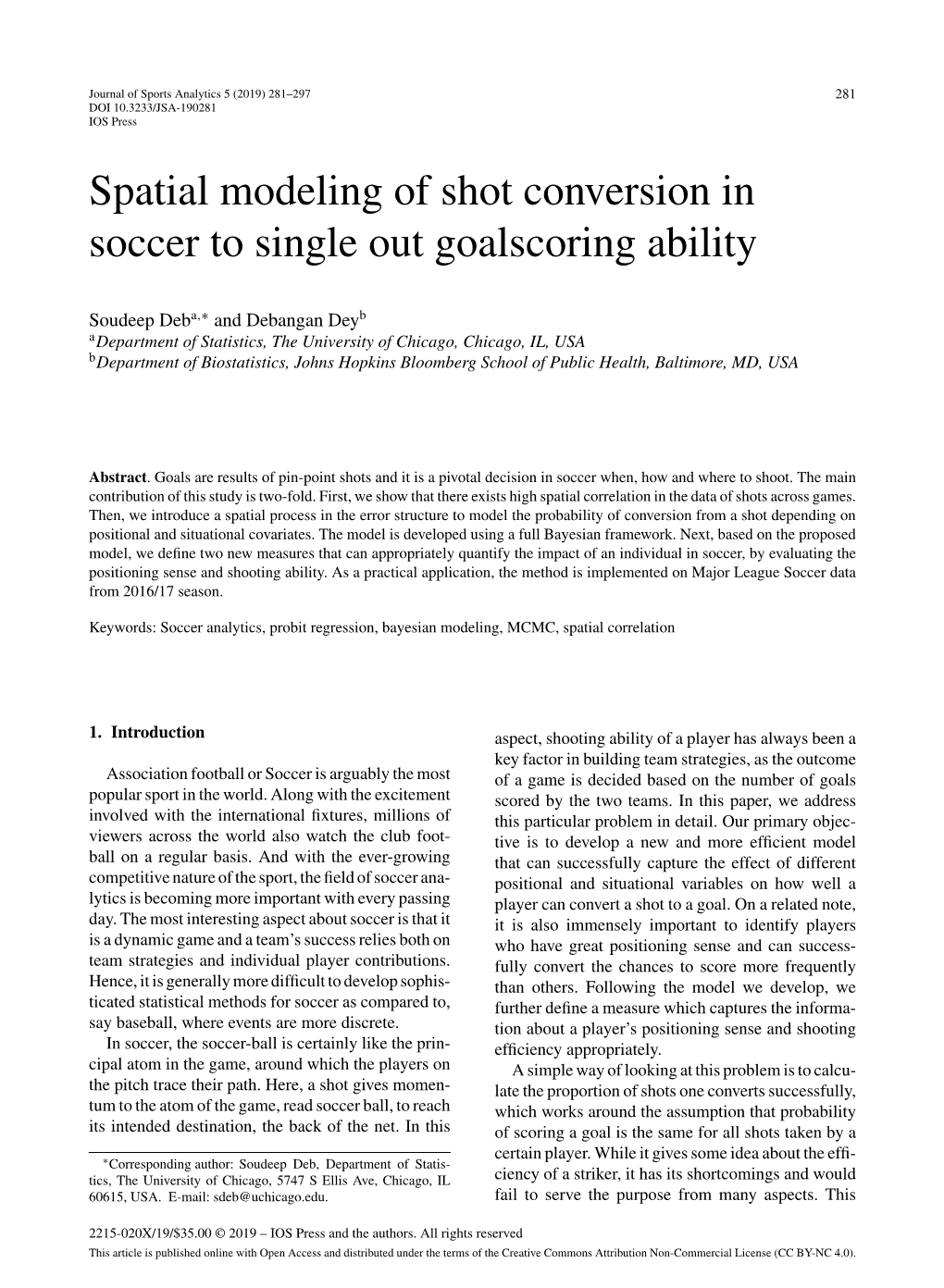 Spatial Modeling of Shot Conversion in Soccer to Single out Goalscoring Ability
