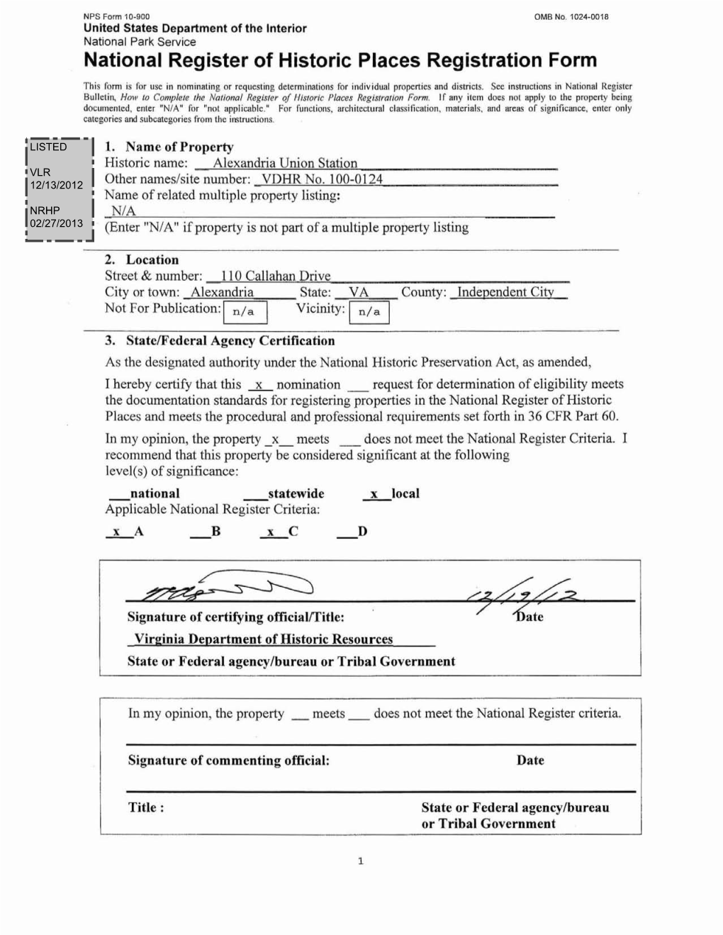 National Register of Historic Places Registration Form