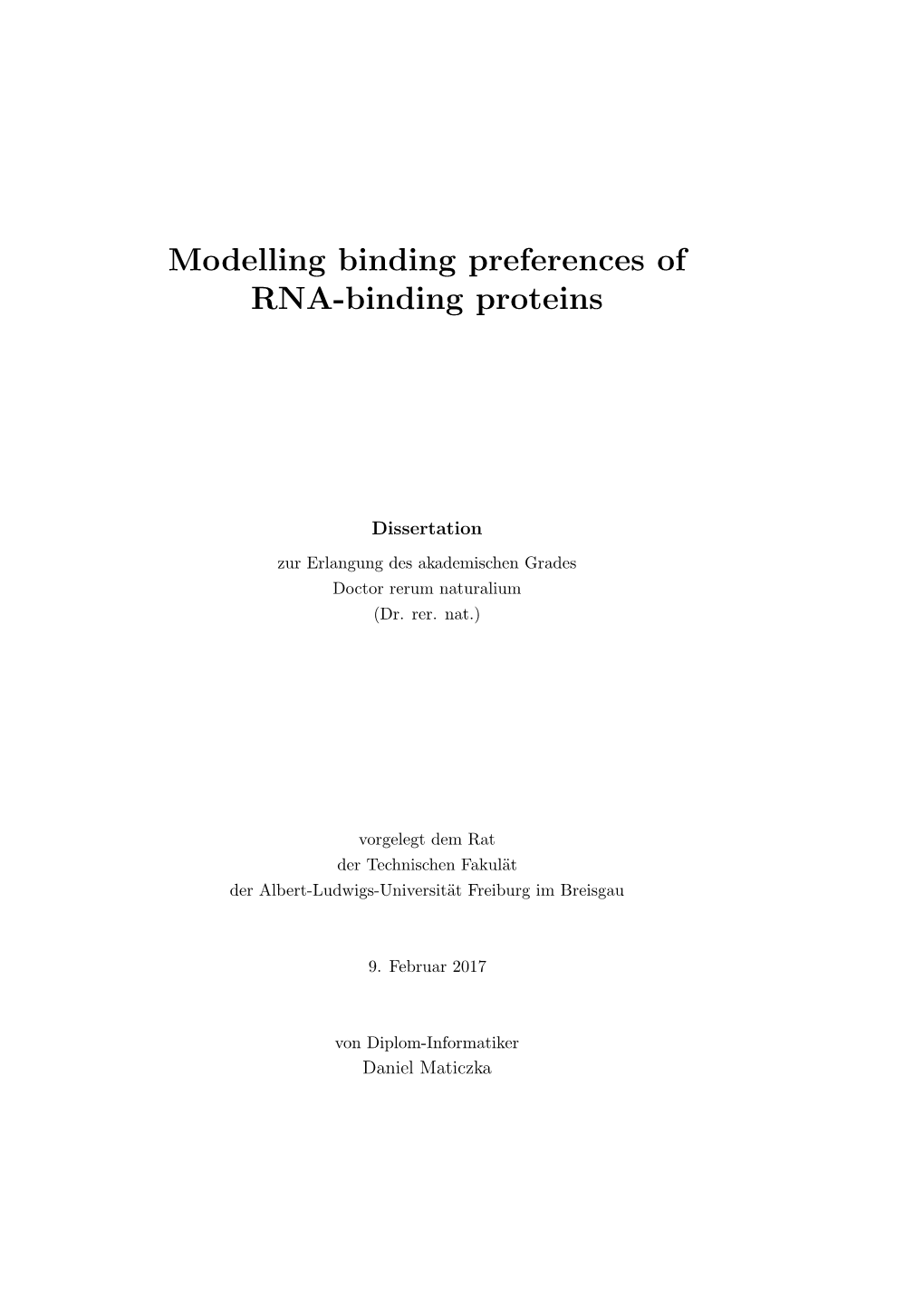 Modelling Binding Preferences of RNA-Binding Proteins