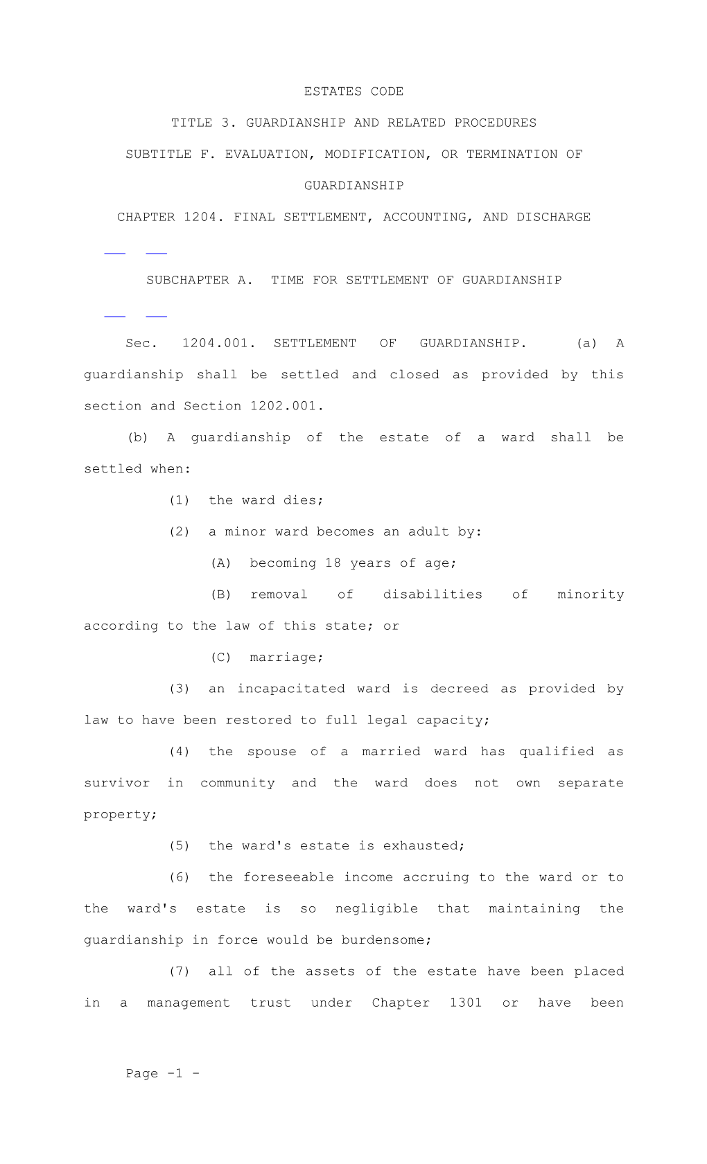 Title 3. Guardianship and Related Procedures s1